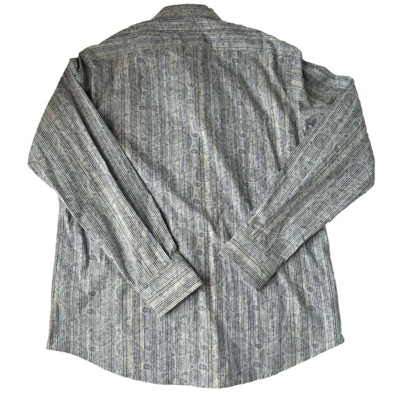 Thomas Dean Performance Button Down Shirt Blue Paisley Medium NWT - Picture 2 of 16